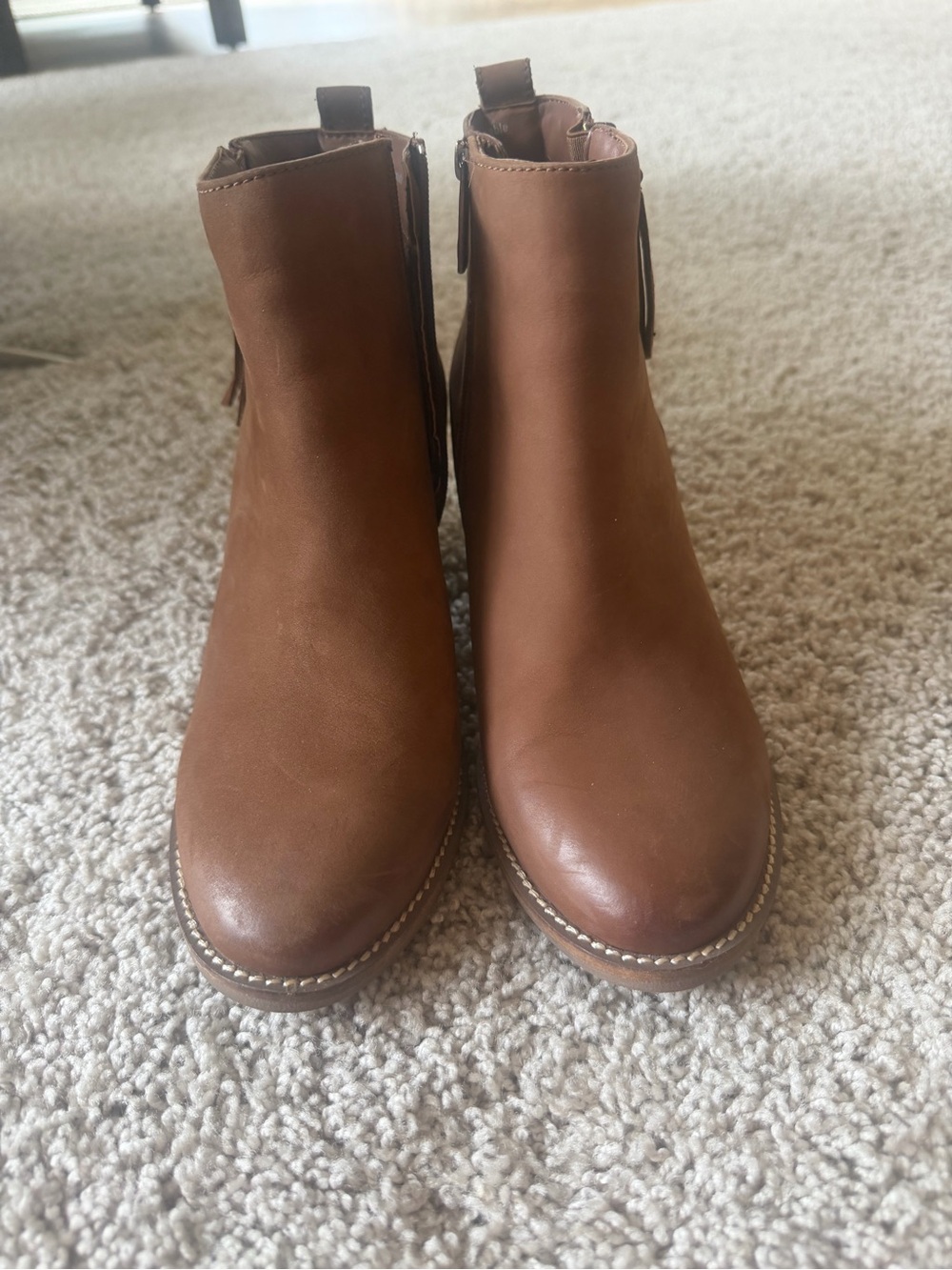 Blondo Chestnut Brown Leather Ankle Booties with Side Zip